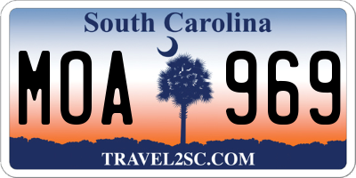 SC license plate MOA969
