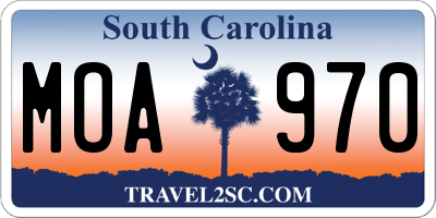 SC license plate MOA970