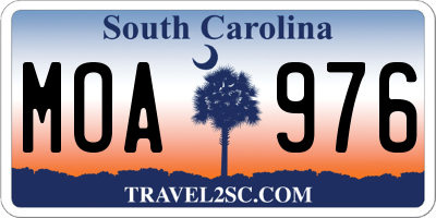 SC license plate MOA976