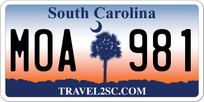 SC license plate MOA981