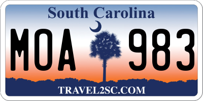 SC license plate MOA983