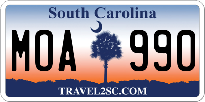 SC license plate MOA990