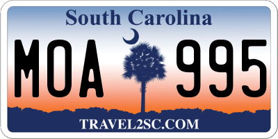 SC license plate MOA995