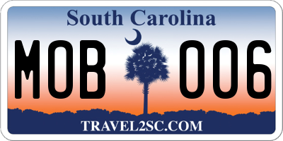 SC license plate MOB006