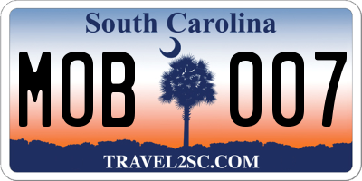SC license plate MOB007
