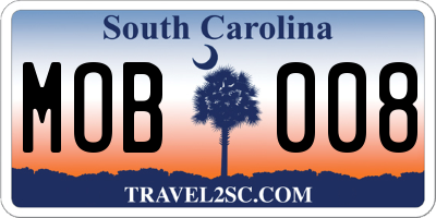 SC license plate MOB008