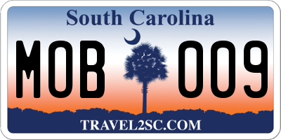 SC license plate MOB009
