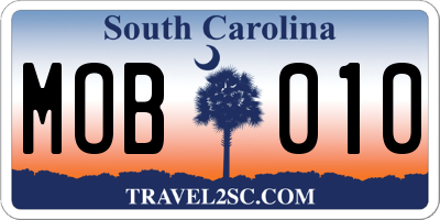 SC license plate MOB010