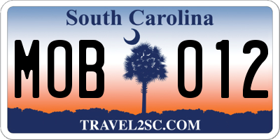 SC license plate MOB012
