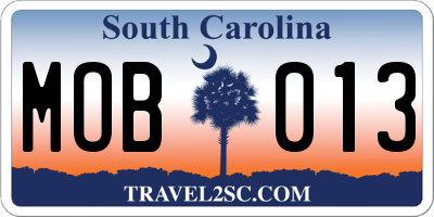 SC license plate MOB013