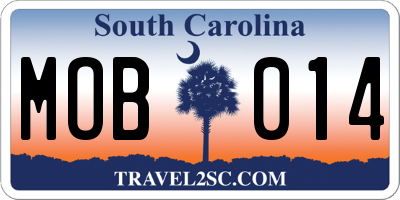 SC license plate MOB014