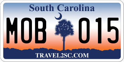 SC license plate MOB015