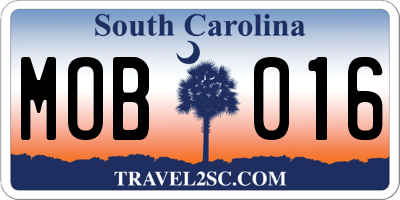 SC license plate MOB016