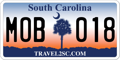 SC license plate MOB018
