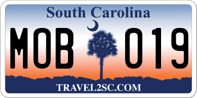 SC license plate MOB019