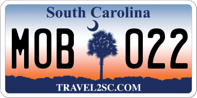 SC license plate MOB022