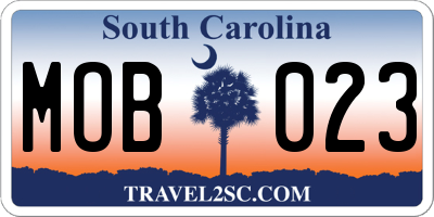 SC license plate MOB023