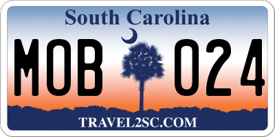 SC license plate MOB024