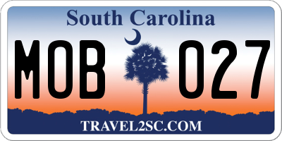 SC license plate MOB027