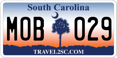 SC license plate MOB029