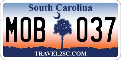 SC license plate MOB037