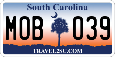 SC license plate MOB039
