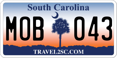 SC license plate MOB043