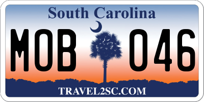 SC license plate MOB046