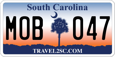 SC license plate MOB047