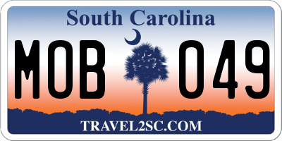 SC license plate MOB049