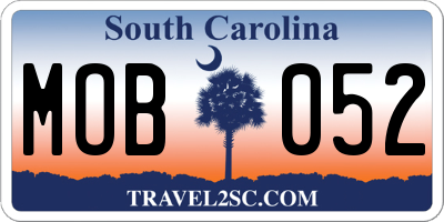 SC license plate MOB052