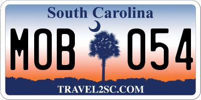 SC license plate MOB054