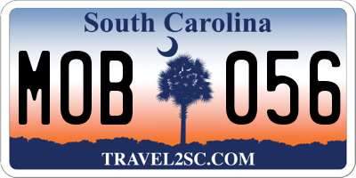 SC license plate MOB056