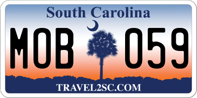 SC license plate MOB059