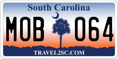 SC license plate MOB064