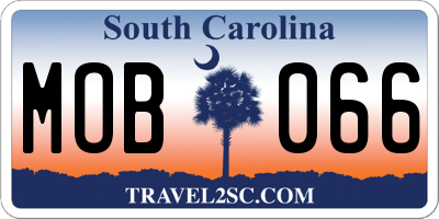 SC license plate MOB066