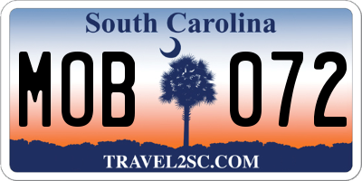 SC license plate MOB072