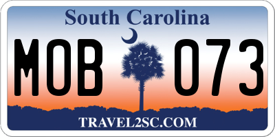 SC license plate MOB073