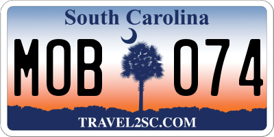 SC license plate MOB074