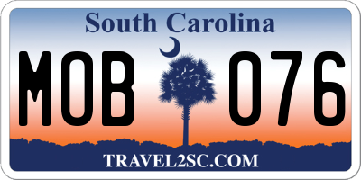 SC license plate MOB076