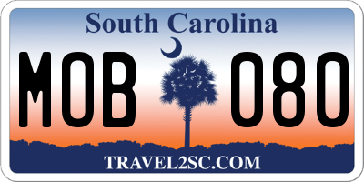 SC license plate MOB080