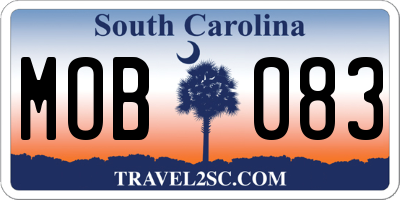 SC license plate MOB083