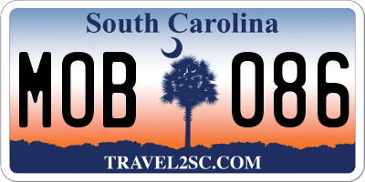 SC license plate MOB086