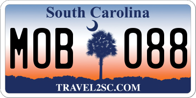 SC license plate MOB088