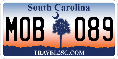 SC license plate MOB089