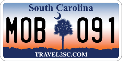 SC license plate MOB091