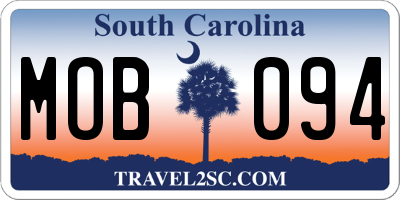 SC license plate MOB094