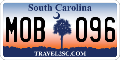 SC license plate MOB096