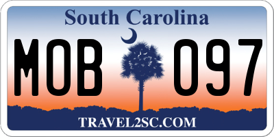 SC license plate MOB097