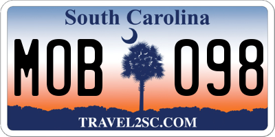 SC license plate MOB098
